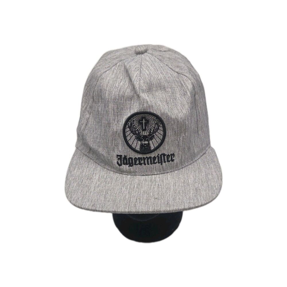 Jagermeister Embroidered Deer Logo Hat Snapback Baseball Cap Gray Black One Size